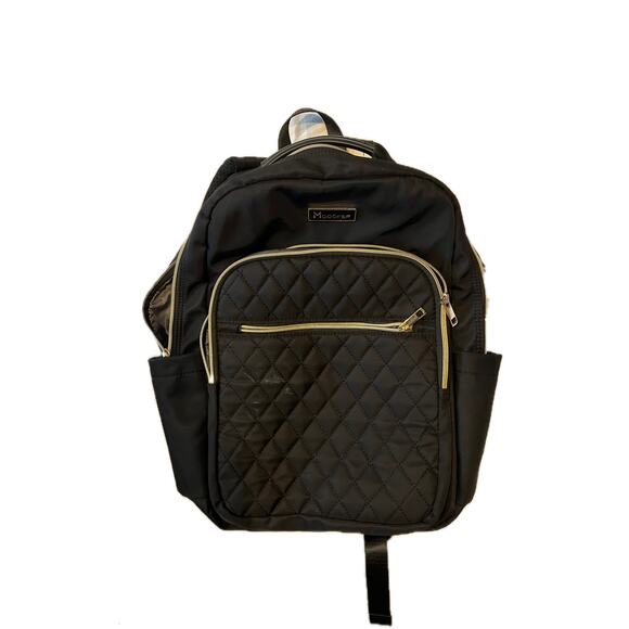 Modoker Faux Designer Padded Black Computer Backpack - Picture 1 of 6